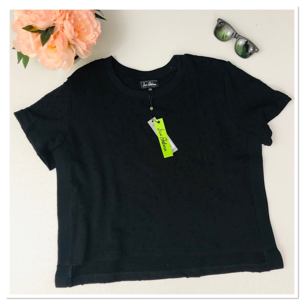 Sam Edelman Black Destructed Short-Sleeve Top - Picture 4 of 8